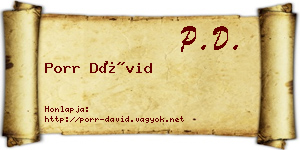 Porr Dávid névjegykártya